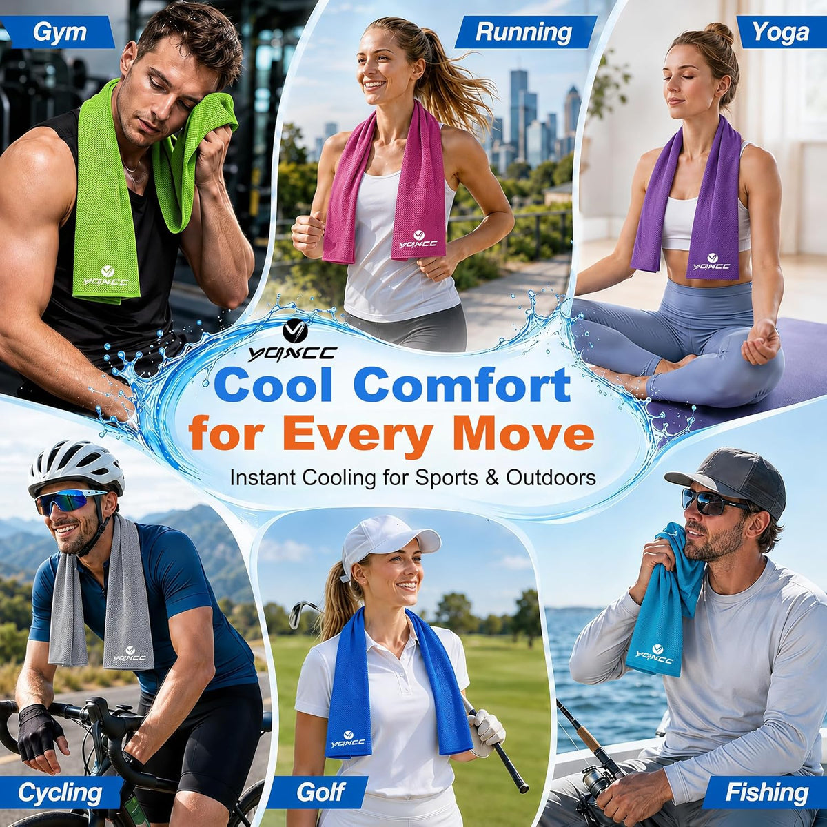 4 Pack Cooling Towels (47"x12"), Ice Cool Towels for Neck & Face
