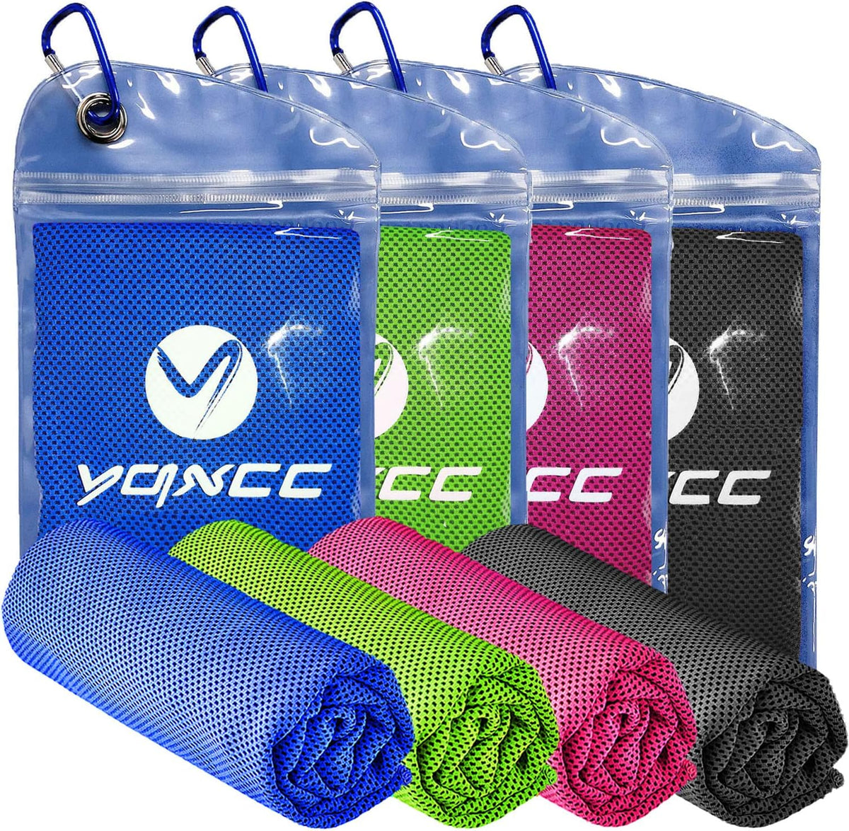 4 Pack Cooling Towels (47"x12"), Ice Cool Towels for Neck & Face