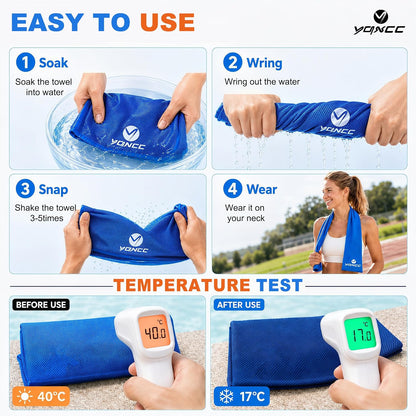 4 Pack Cooling Towels (47"x12"), Ice Cool Towels for Neck & Face