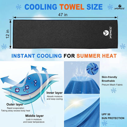 4 Pack Cooling Towels (47"x12"), Ice Cool Towels for Neck & Face