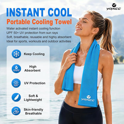 4 Pack Cooling Towels (47"x12"), Ice Cool Towels for Neck & Face