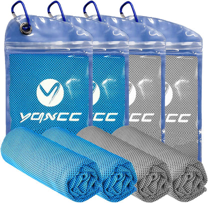 4 Pack Cooling Towels (47"x12"), Ice Cool Towels for Neck & Face