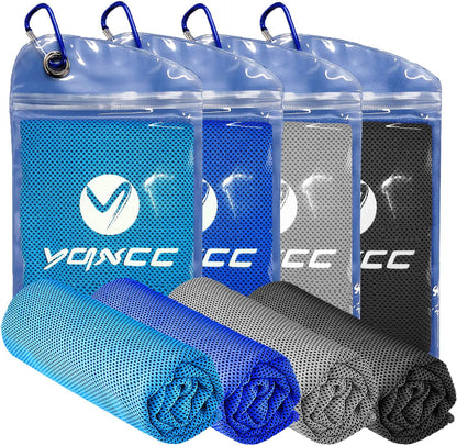4 Pack Cooling Towels (47"x12"), Ice Cool Towels for Neck & Face