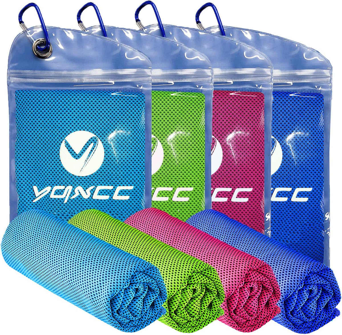 4 Pack Cooling Towels (47"x12"), Ice Cool Towels for Neck & Face