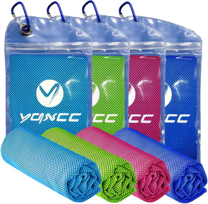 4 Pack Cooling Towels (47"x12"), Ice Cool Towels for Neck & Face