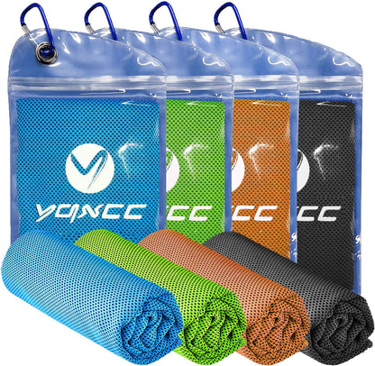 4 Pack Cooling Towels (47"x12"), Ice Cool Towels for Neck & Face