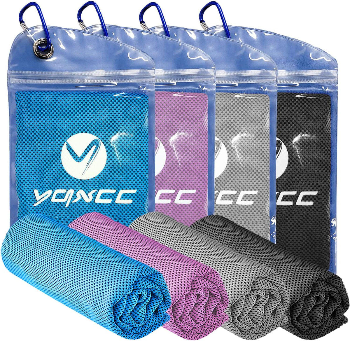 4 Pack Cooling Towels (47"x12"), Ice Cool Towels for Neck & Face