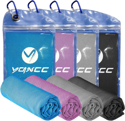 4 Pack Cooling Towels (47"x12"), Ice Cool Towels for Neck & Face