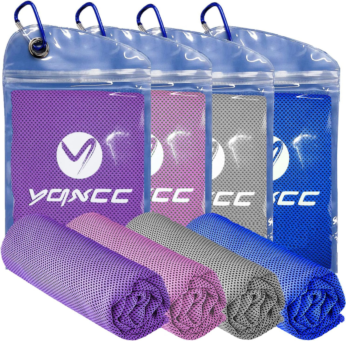 4 Pack Cooling Towels (47"x12"), Ice Cool Towels for Neck & Face