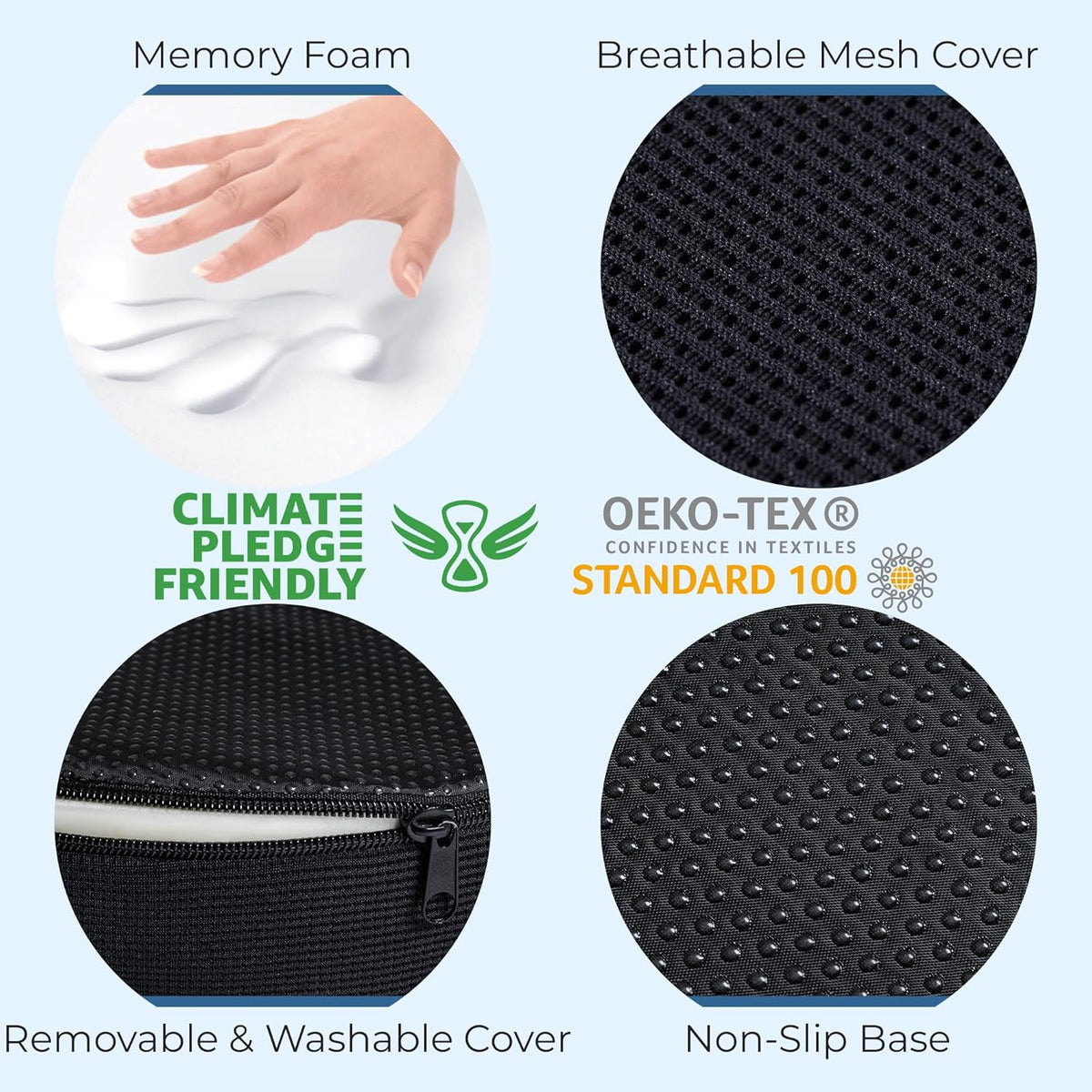 Donut Pillow for Tailbone Pain & Hemorrhoids – Large Memory Foam Seat Cushion for Bed Sore-Prone Areas & Pressure Relief – Prostate, Postpartum & Pregnancy Support, Black Mesh Cover