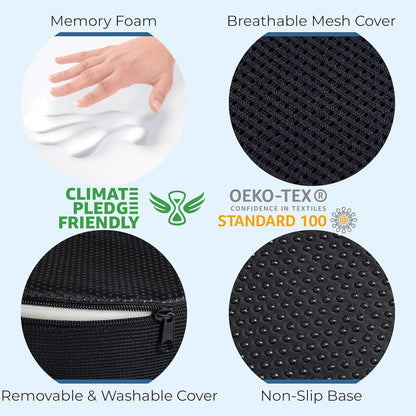 Donut Pillow for Tailbone Pain & Hemorrhoids – Large Memory Foam Seat Cushion for Bed Sore-Prone Areas & Pressure Relief – Prostate, Postpartum & Pregnancy Support, Black Mesh Cover