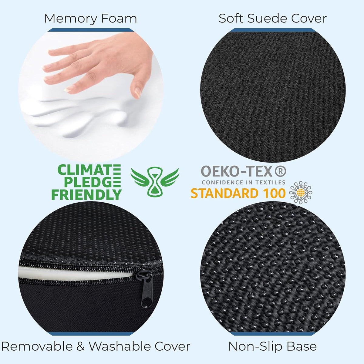 Donut Pillow for Tailbone Pain & Hemorrhoids – Large Memory Foam Seat Cushion for Bed Sore-Prone Areas & Pressure Relief – Prostate, Postpartum & Pregnancy Support, Black Mesh Cover