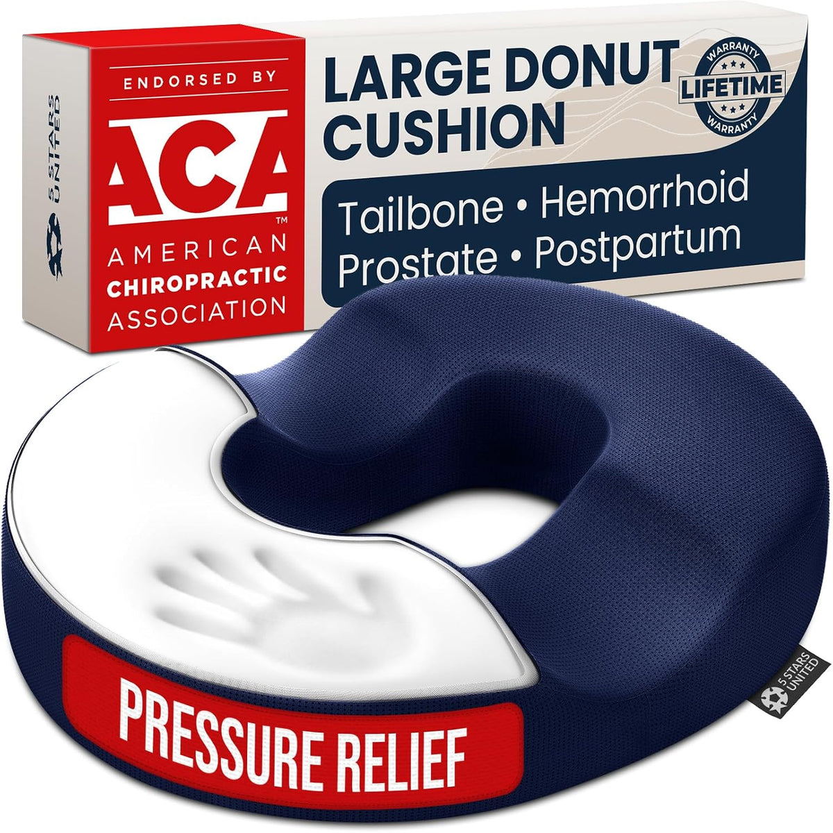 Donut Pillow for Tailbone Pain & Hemorrhoids – Large Memory Foam Seat Cushion for Bed Sore-Prone Areas & Pressure Relief – Prostate, Postpartum & Pregnancy Support, Black Mesh Cover