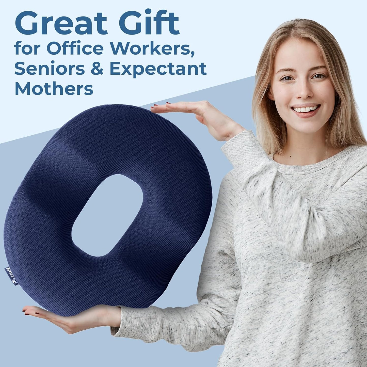 Donut Pillow for Tailbone Pain & Hemorrhoids – Large Memory Foam Seat Cushion for Bed Sore-Prone Areas & Pressure Relief – Prostate, Postpartum & Pregnancy Support, Black Mesh Cover