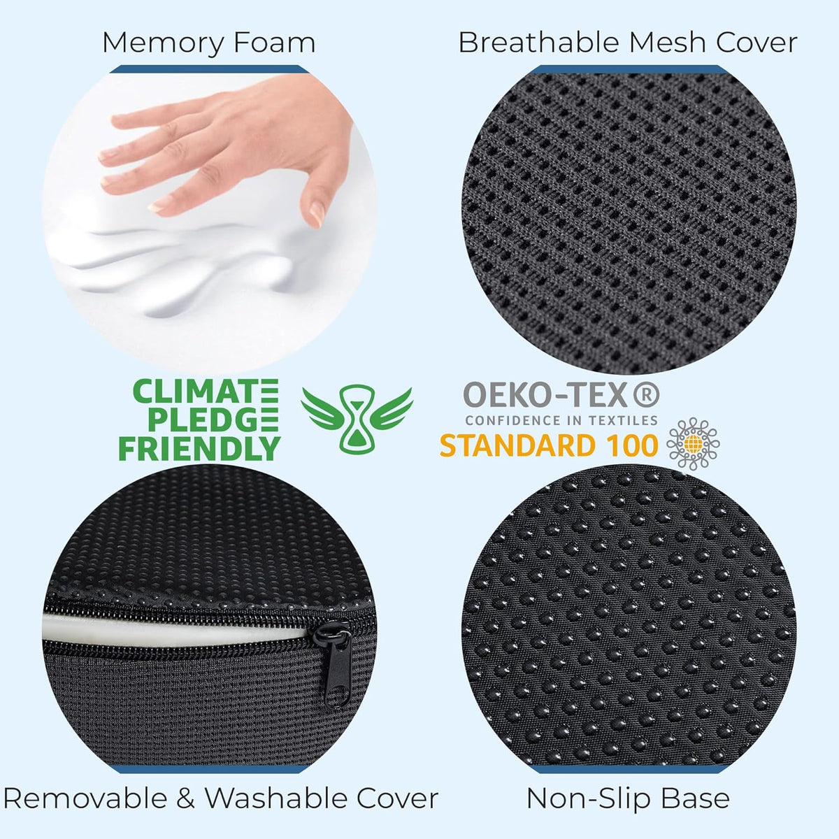 Donut Pillow for Tailbone Pain & Hemorrhoids – Large Memory Foam Seat Cushion for Bed Sore-Prone Areas & Pressure Relief – Prostate, Postpartum & Pregnancy Support, Black Mesh Cover