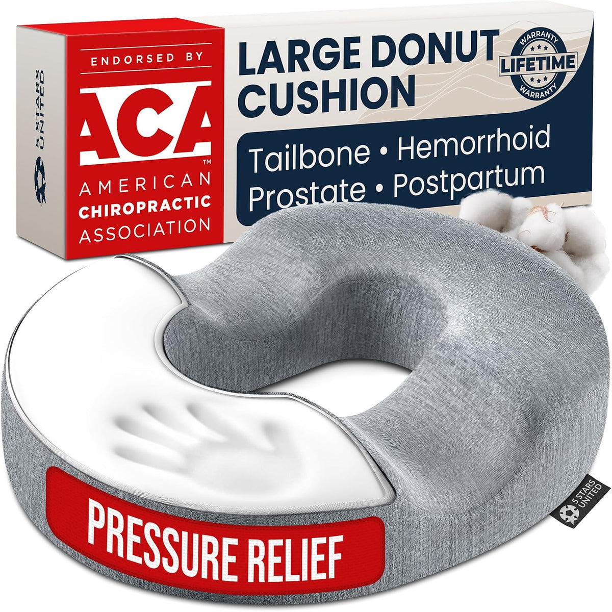 Donut Pillow for Tailbone Pain & Hemorrhoids – Large Memory Foam Seat Cushion for Bed Sore-Prone Areas & Pressure Relief – Prostate, Postpartum & Pregnancy Support, Black Mesh Cover