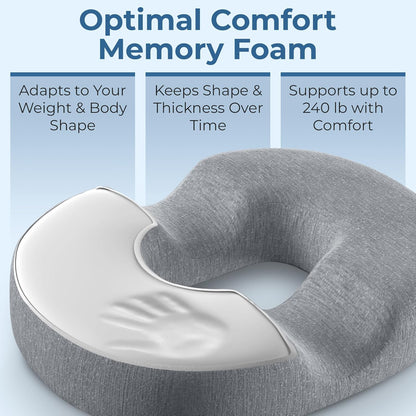 Donut Pillow for Tailbone Pain & Hemorrhoids – Large Memory Foam Seat Cushion for Bed Sore-Prone Areas & Pressure Relief – Prostate, Postpartum & Pregnancy Support, Black Mesh Cover