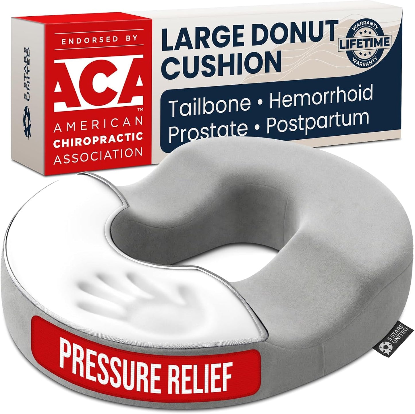Donut Pillow for Tailbone Pain & Hemorrhoids – Large Memory Foam Seat Cushion for Bed Sore-Prone Areas & Pressure Relief – Prostate, Postpartum & Pregnancy Support, Black Mesh Cover