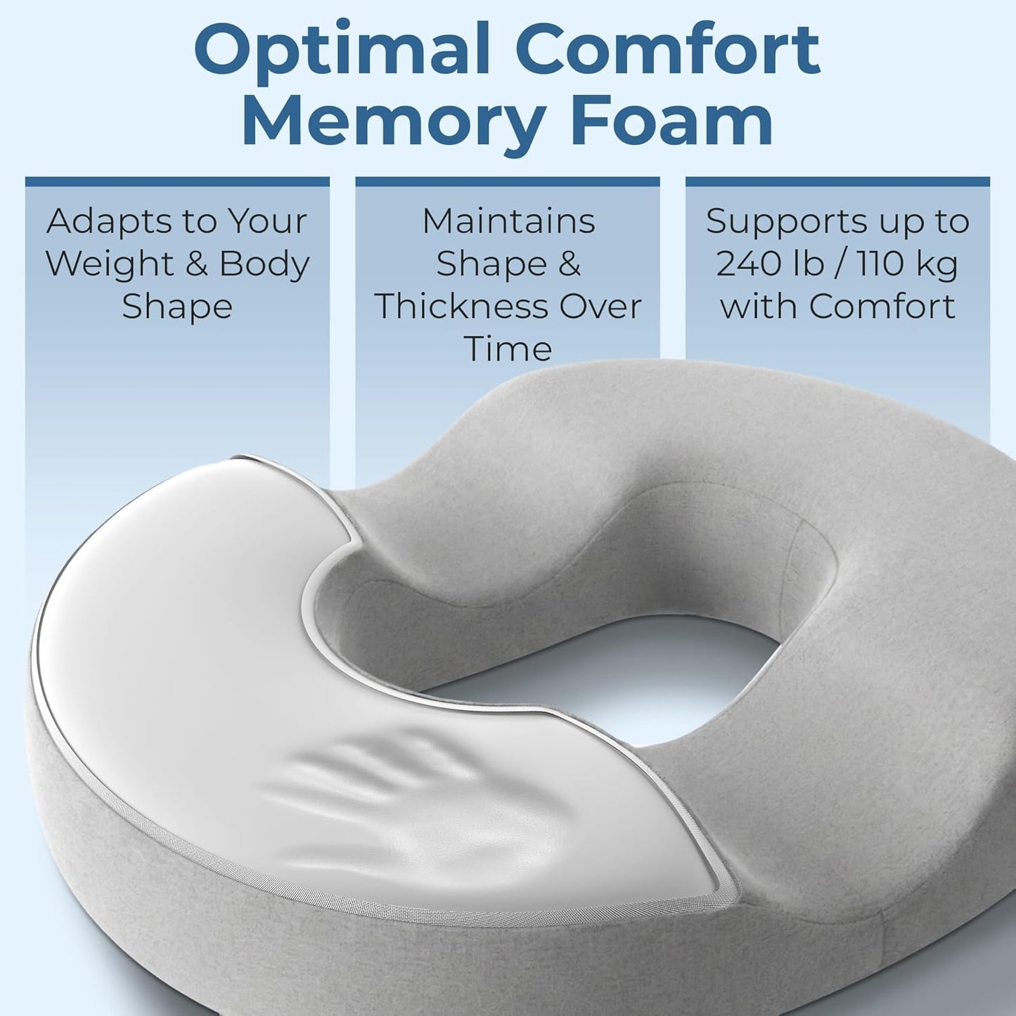Donut Pillow for Tailbone Pain & Hemorrhoids – Large Memory Foam Seat Cushion for Bed Sore-Prone Areas & Pressure Relief – Prostate, Postpartum & Pregnancy Support, Black Mesh Cover
