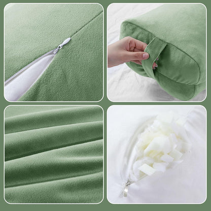 Shredded Foam Yoga Bolster Pillow for Restorative Yoga & Meditation, Versatile Rectangular Yoga Support Pillow Premium Meditation Cushion with Washable Velvet Cover& Carry Handle