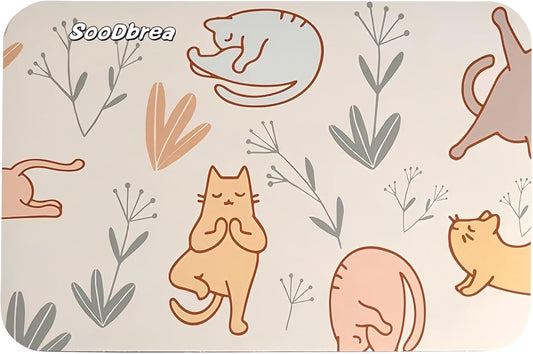 Small Mini Yoga Mat 23.6×15.7in 5mm Thin Cute Cat Print Travel Knee Pad