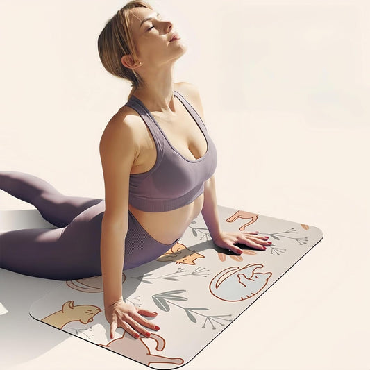 Small Mini Yoga Mat 23.6×15.7in 5mm Thin Cute Cat Print Travel Knee Pad