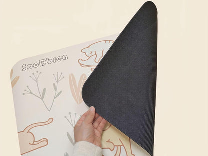 Small Mini Yoga Mat 23.6×15.7in 5mm Thin Cute Cat Print Travel Knee Pad
