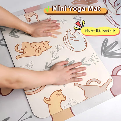 Small Mini Yoga Mat 23.6×15.7in 5mm Thin Cute Cat Print Travel Knee Pad