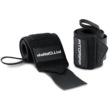 ® Wrist Wraps for Weightlifting (18") Heavy-Duty Support for Gym, Bench Press, and Pushups (1 Pair) - for Men and Women (Black)