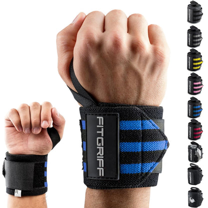 ® Wrist Wraps for Weightlifting (18") Heavy-Duty Support for Gym, Bench Press, and Pushups (1 Pair) - for Men and Women (Black)