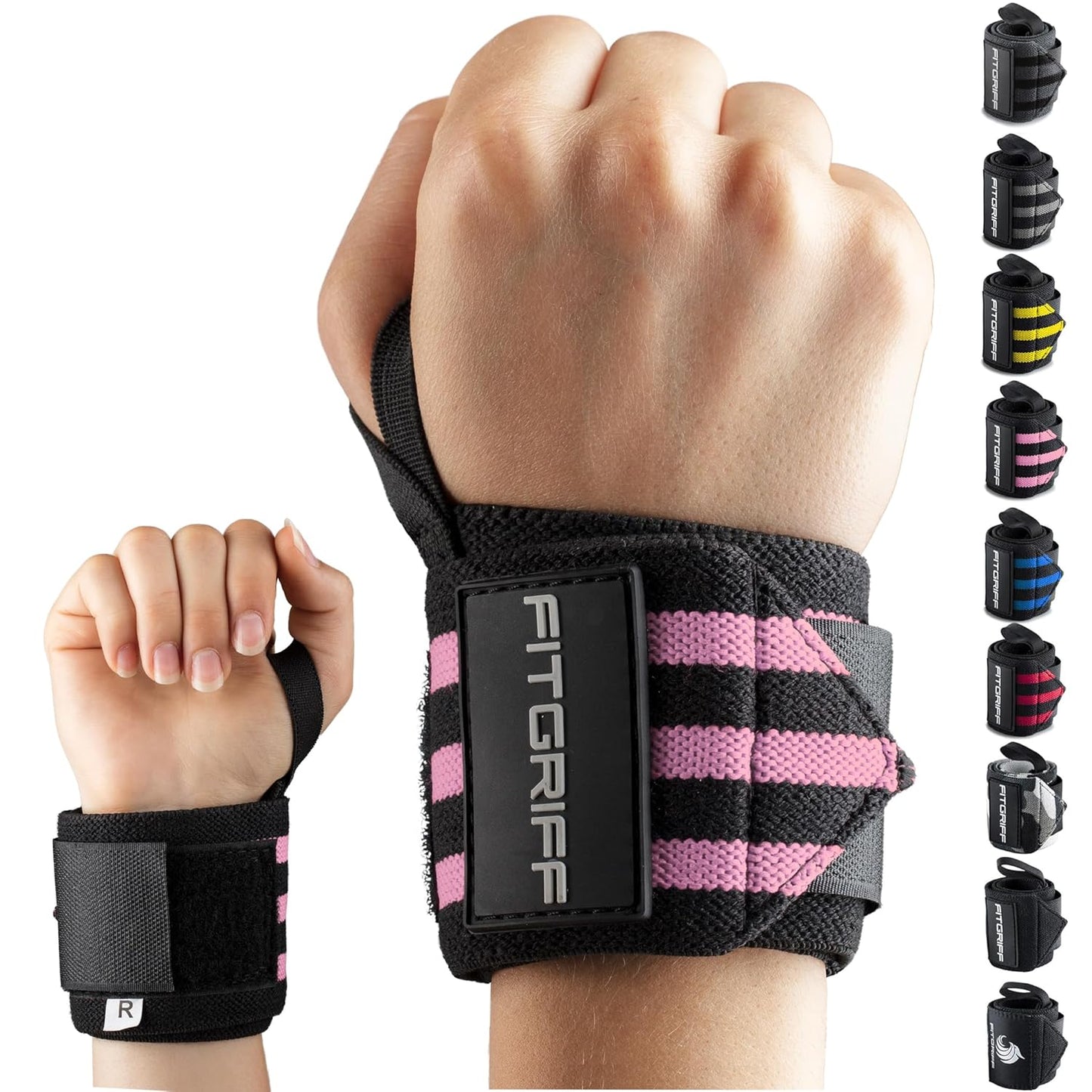 ® Wrist Wraps for Weightlifting (18") Heavy-Duty Support for Gym, Bench Press, and Pushups (1 Pair) - for Men and Women (Black)