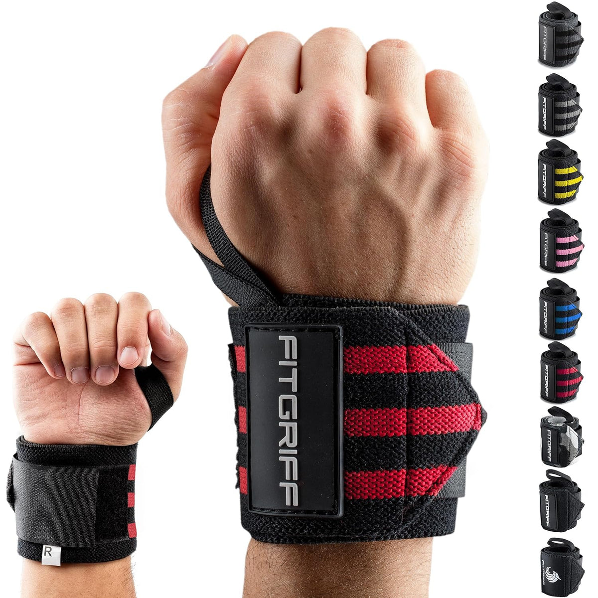 ® Wrist Wraps for Weightlifting (18") Heavy-Duty Support for Gym, Bench Press, and Pushups (1 Pair) - for Men and Women (Black)