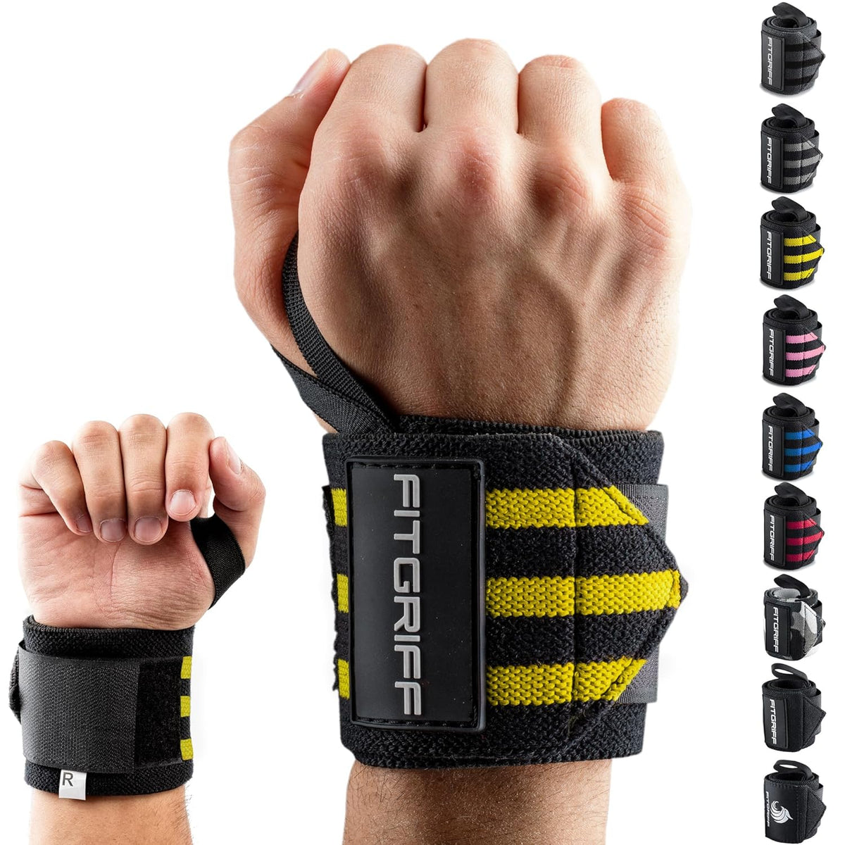 ® Wrist Wraps for Weightlifting (18") Heavy-Duty Support for Gym, Bench Press, and Pushups (1 Pair) - for Men and Women (Black)