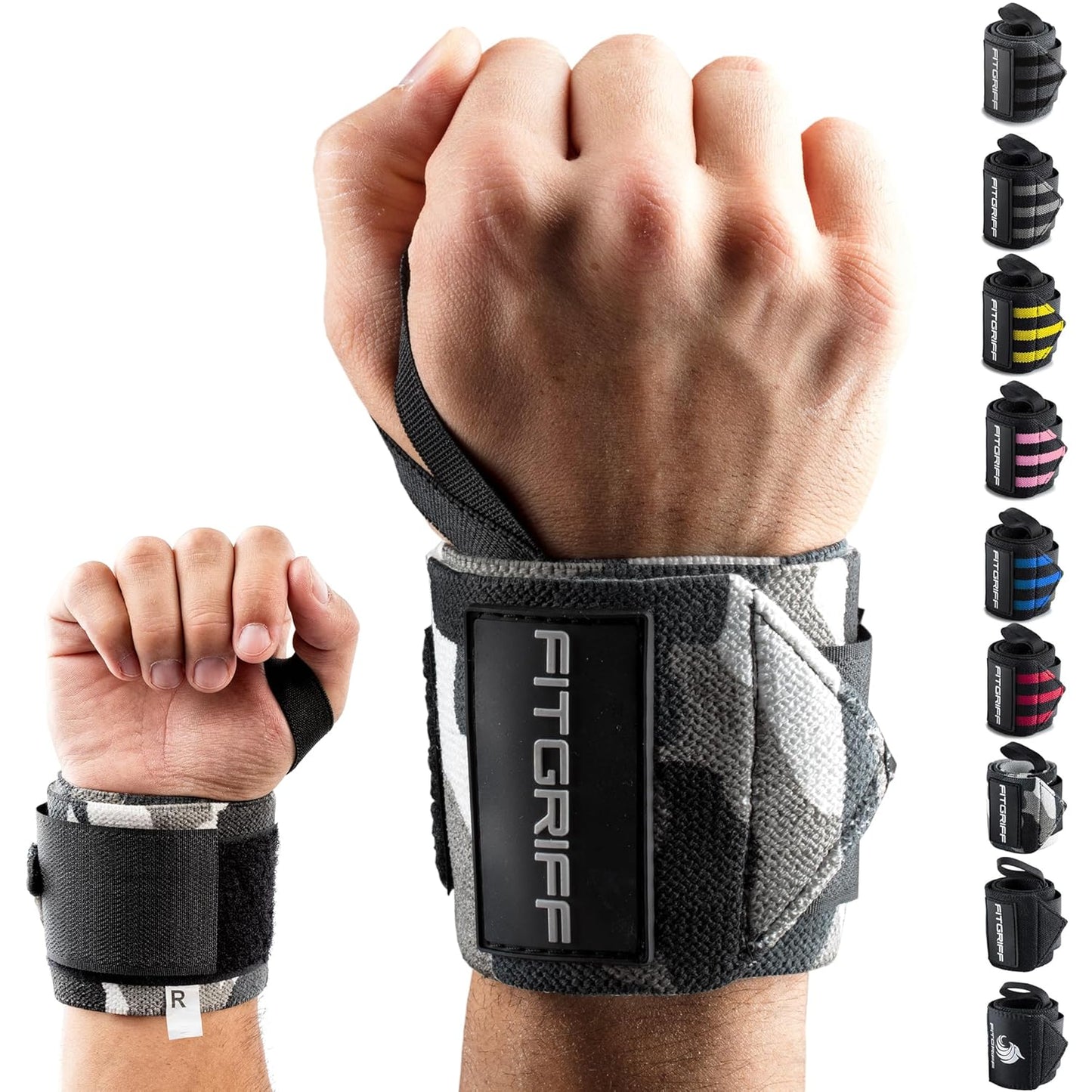 ® Wrist Wraps for Weightlifting (18") Heavy-Duty Support for Gym, Bench Press, and Pushups (1 Pair) - for Men and Women (Black)