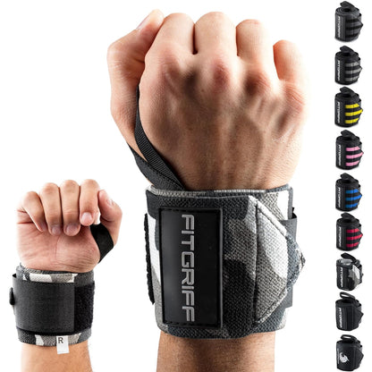 ® Wrist Wraps for Weightlifting (18") Heavy-Duty Support for Gym, Bench Press, and Pushups (1 Pair) - for Men and Women (Black)