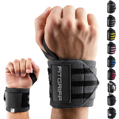 ® Wrist Wraps for Weightlifting (18") Heavy-Duty Support for Gym, Bench Press, and Pushups (1 Pair) - for Men and Women (Black)