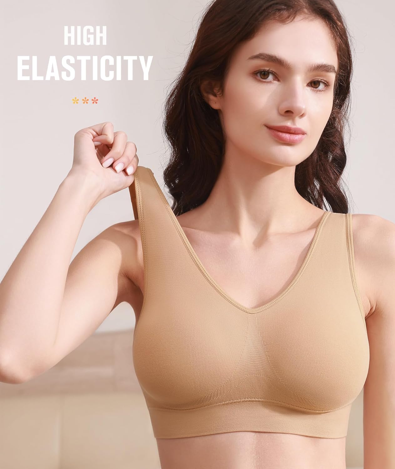 Sports Bras for Women, Seamless Comfortable Yoga Bra with Removable Pads