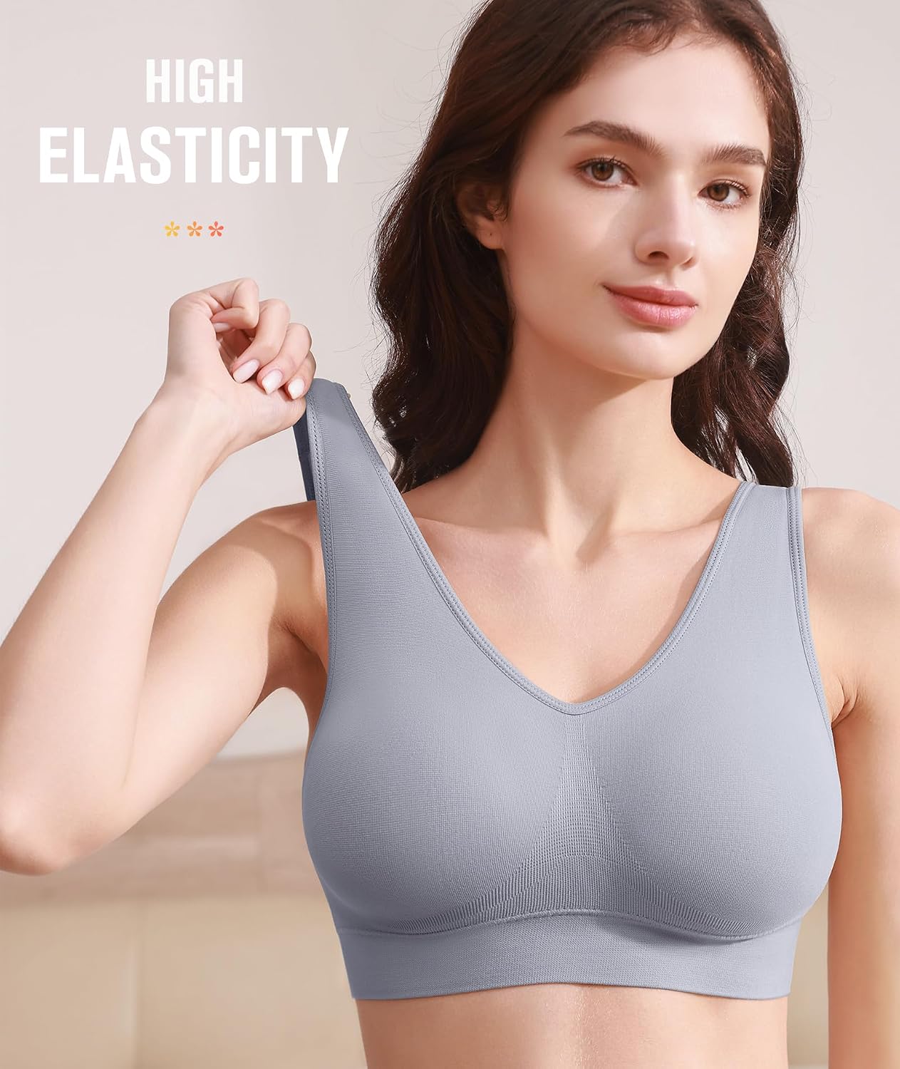 Sports Bras for Women, Seamless Comfortable Yoga Bra with Removable Pads