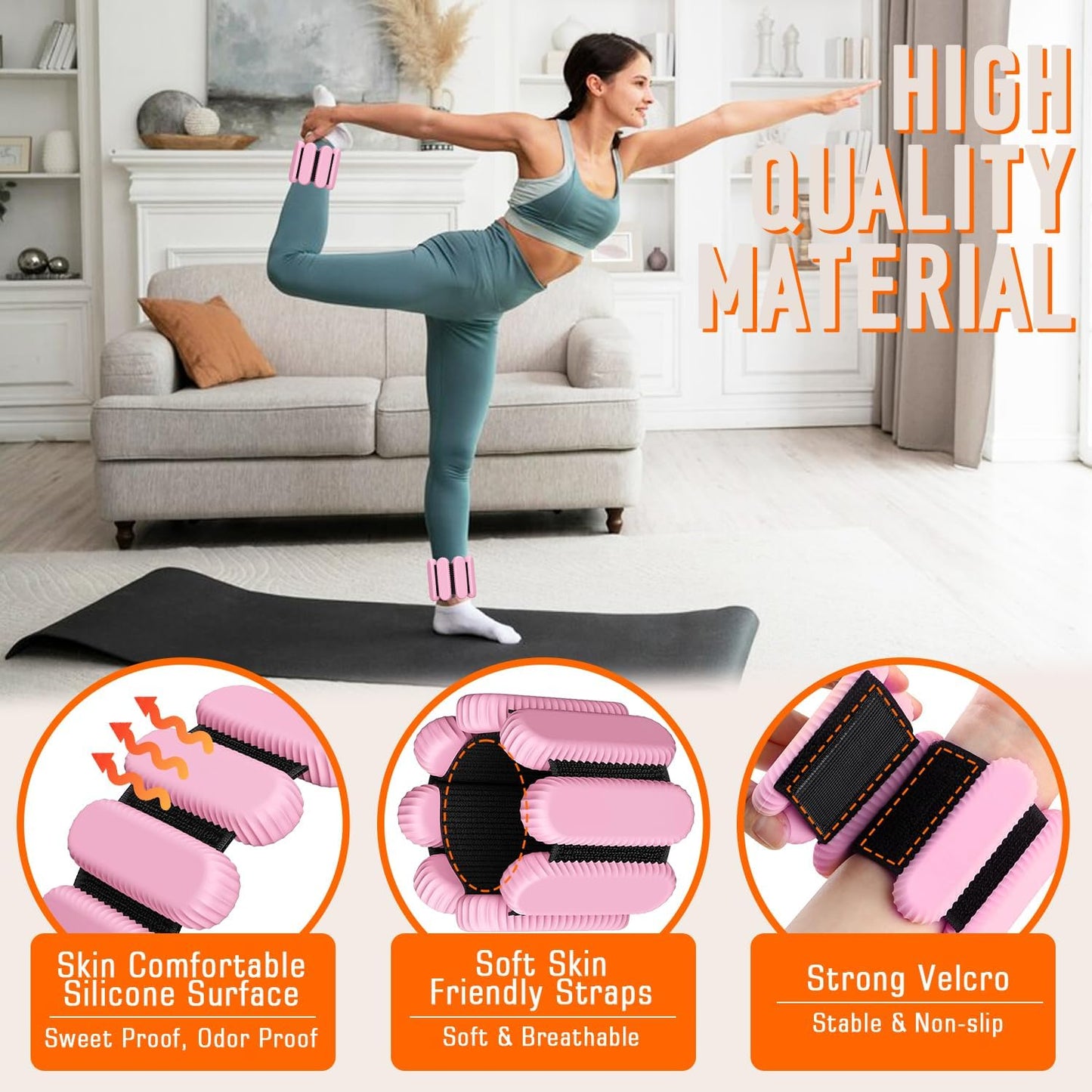 Ankle Weights for Women Men, 3 Pairs Wrist Weights Set for Walking Running, 0.5LB/1LB/2LB Each Side Silicone Workout Weights for Gym Fitness,Jogging,Yoga,Strength Training,Physical Therapy