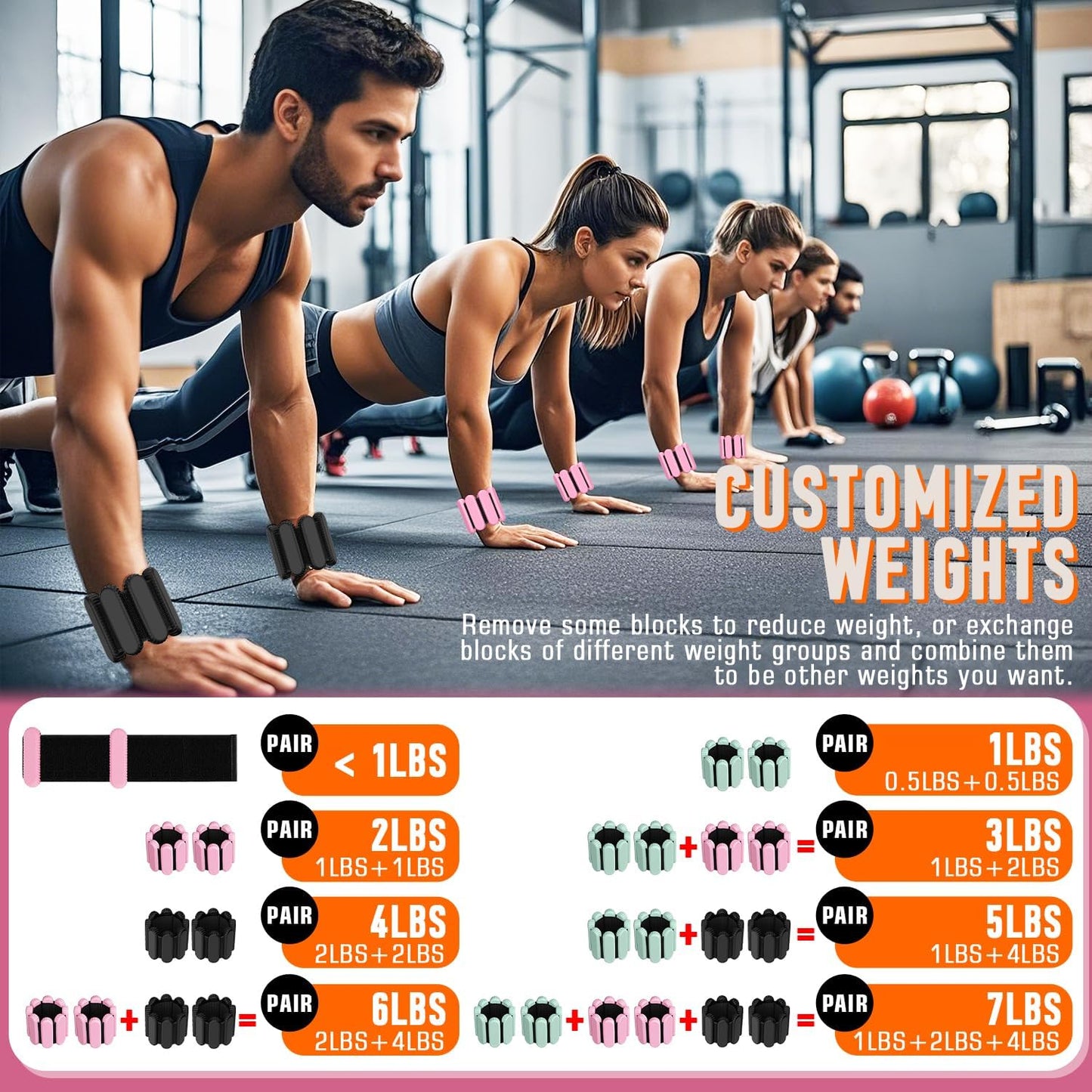 Ankle Weights for Women Men, 3 Pairs Wrist Weights Set for Walking Running, 0.5LB/1LB/2LB Each Side Silicone Workout Weights for Gym Fitness,Jogging,Yoga,Strength Training,Physical Therapy