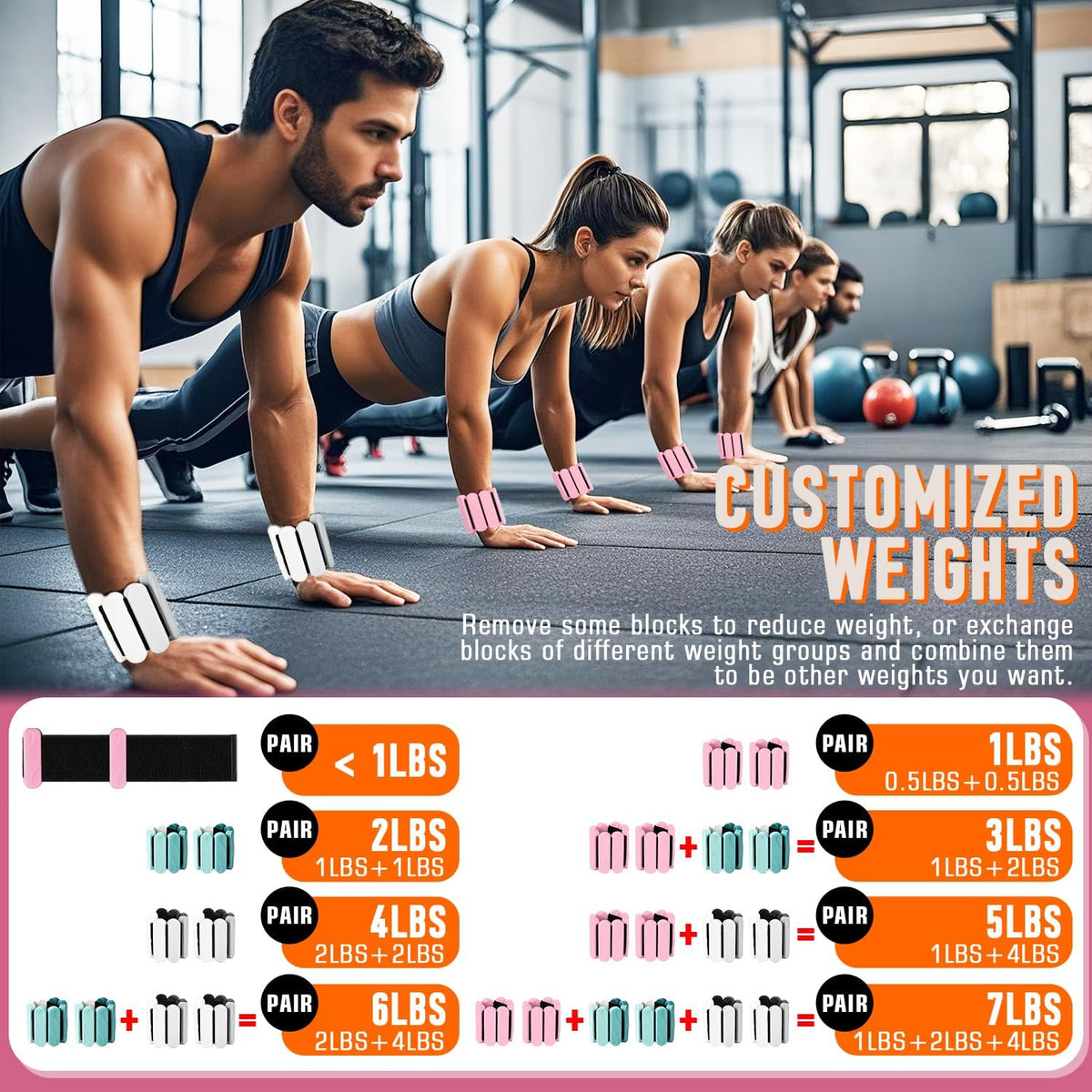 Ankle Weights for Women Men, 3 Pairs Wrist Weights Set for Walking Running, 0.5LB/1LB/2LB Each Side Silicone Workout Weights for Gym Fitness,Jogging,Yoga,Strength Training,Physical Therapy