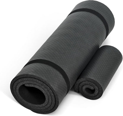 Barbell 1/2-Inch High Density Exercise Yoga Mat with Strap | Multiple Options