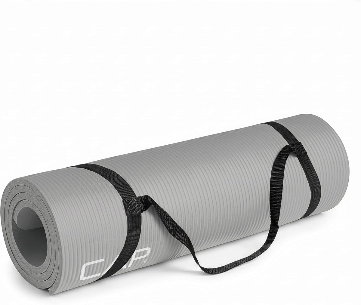 Barbell 1/2-Inch High Density Exercise Yoga Mat with Strap | Multiple Options