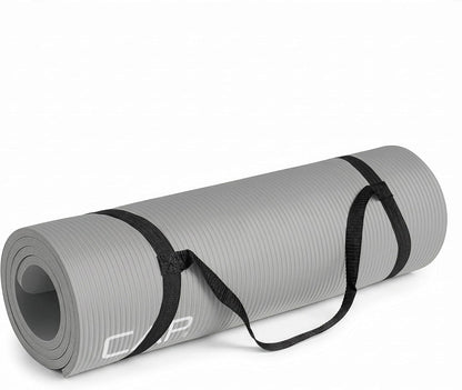 Barbell 1/2-Inch High Density Exercise Yoga Mat with Strap | Multiple Options