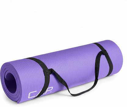 Barbell 1/2-Inch High Density Exercise Yoga Mat with Strap | Multiple Options