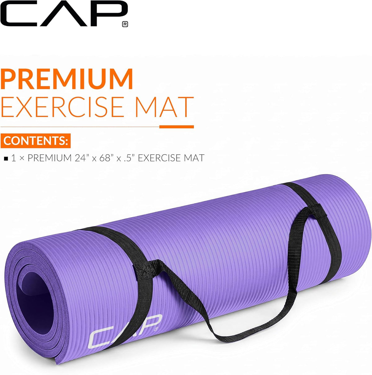 Barbell 1/2-Inch High Density Exercise Yoga Mat with Strap | Multiple Options