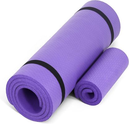 Barbell 1/2-Inch High Density Exercise Yoga Mat with Strap | Multiple Options