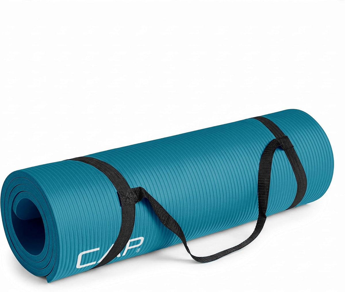 Barbell 1/2-Inch High Density Exercise Yoga Mat with Strap | Multiple Options
