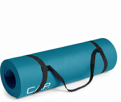 Barbell 1/2-Inch High Density Exercise Yoga Mat with Strap | Multiple Options