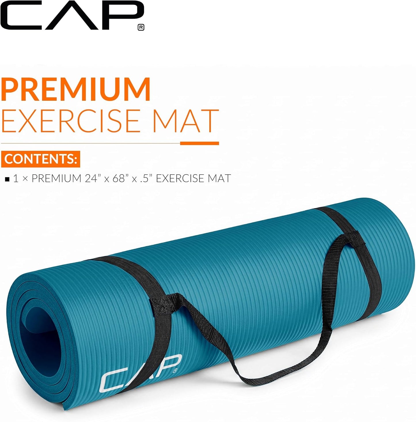 Barbell 1/2-Inch High Density Exercise Yoga Mat with Strap | Multiple Options